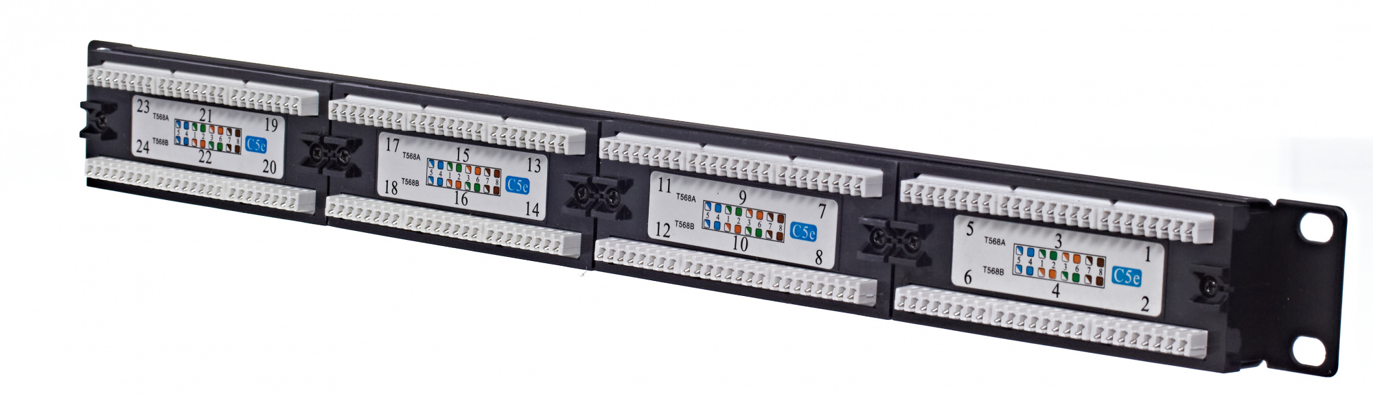 Патч-панель 19", 24 порта RJ-45, категория 5Е, Krone IDC